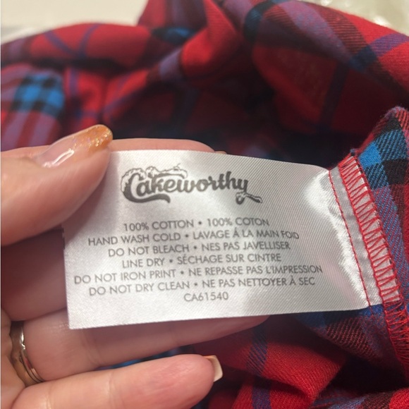 Disney Cakeworthy Mary Poppins Perfect Red Plaid Flannel Button Size Small - Picture 5 of 8